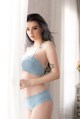 Beautiful Jessie Vard seductive with blue lingerie (13 photos)